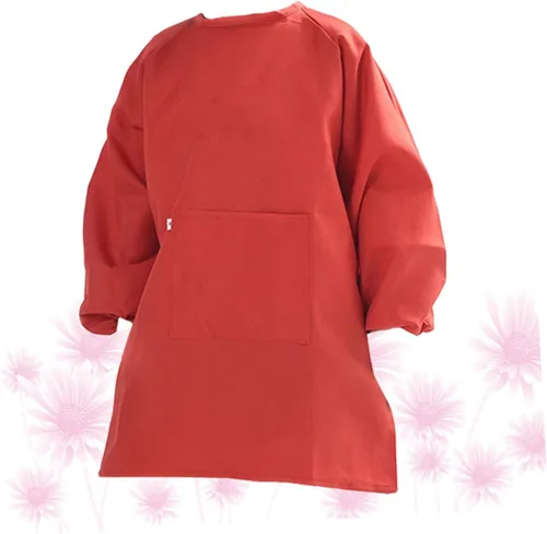 Vista 5 de Long Sleeve Painting Smock Apron Coat Cover with Adjustable Closure Red Protective Clothes for Watercolor Stain Prevention and Easy Cleaning