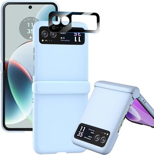 Vista 8 de Funda para Motorola Razr 2023 y protector de cámara trasera, funda delgada para teléfono con protector de bisagra, resistente a los arañazos, funda