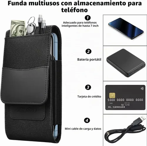 Vista 3 de Funda de teléfono dual con clip para cinturón, funda para teléfono celular adecuada para iPhone17/16/15/14/Pro/Max/Plus Samsung Galaxy S25 S24 S23