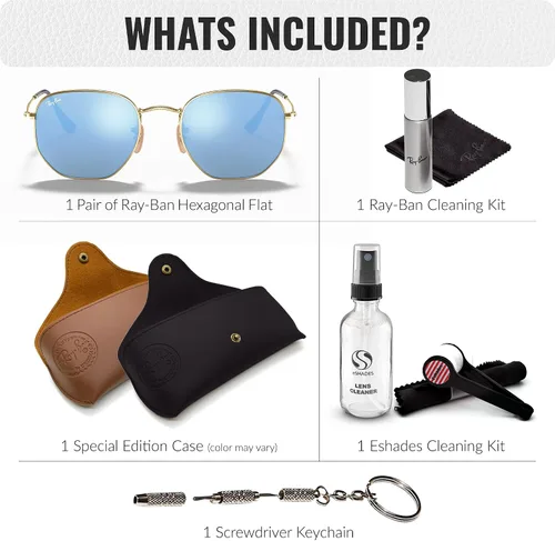 Vista 82 de Ray-Ban RB3548N Lentes planas hexagonales, gafas de sol cuadradas y redondas con kit oficial de gafas