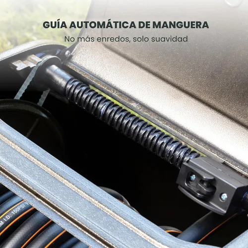 Vista 5 de Giraffe Tools SW5 Caja de carrete de manguera de metal, carrete de almacenamiento de manguera de jardín resistente, mango de manivela, capacidad