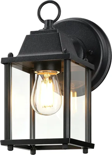 Vista 11 de LIT-PaTH Farol de pared para exteriores, aplique de pared como accesorio de iluminación de porche, base E26, carcasa de aluminio más vidrio Blanco