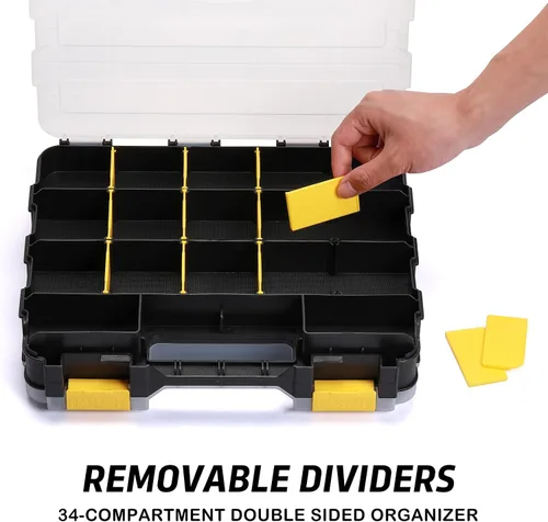 Vista 4 de Organizador de herramientas de doble cara con polímero resistente a los impactos, almacenamiento de caja de hardware, excelente para tornillos