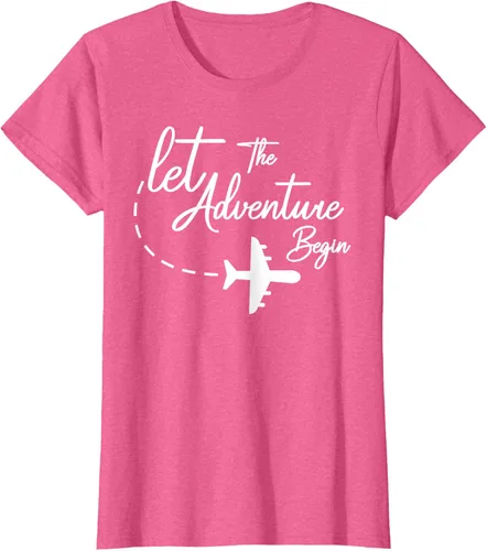 Vista 90 de Let The Adventure Begin - Camiseta inspiradora en modo de viaje en avión, Negro, S