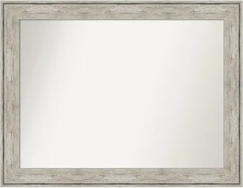 Vista 470 de Amanti Art Espejo de baño plateado para sobre el fregadero, 28 x 37 pulgadas, elegante espejo rectangular de peltre cepillado, marco de madera