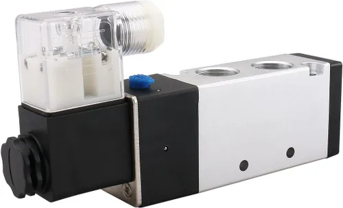 Vista 2 de Baomain Válvula de aire neumática del solenoide 4V310-10 DC 12V 5 vías 2 posición PT 3/8" tipo de actuación pilotado internamente control eléctrico