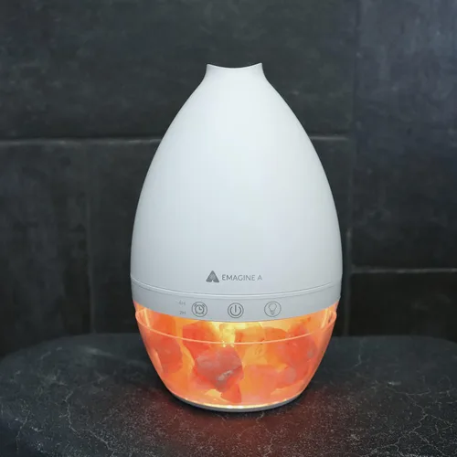 Vista 2 de Difusor de lámpara de sal del Himalaya, humidificador ultrasónico con niebla fría y aromaterapia, capacidad extra grande de 0.5 L