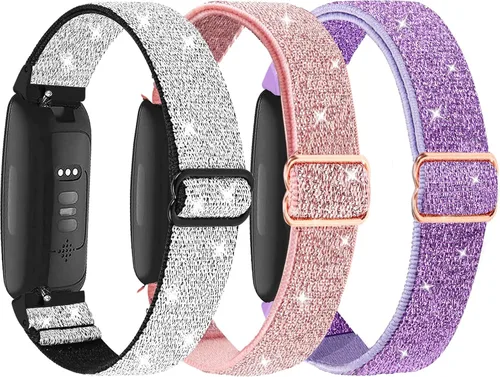 Vista 9 de Paquete de 3 bandas elásticas de nailon compatibles con Fitbit Inspire 3/Inspire 2/Inspire HR/Inspire, correa deportiva de repuesto ajustable