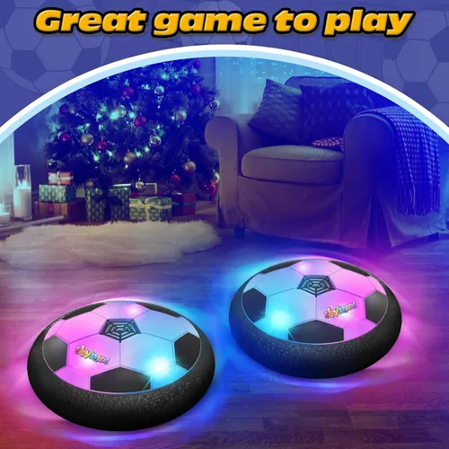 Vista 4 de ShyLizard Juego de 2 Pelotas de Fútbol Hover, Juguetes para Niños de 3, 4, 5, 6, 7, 8 Años, Pelota de Fútbol Infantil con Energía de Aire y Luz LED