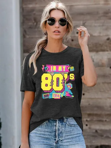 Vista 2 de Camisas de los años 80 para mujer, camiseta con estampado vintage de los años 80, ropa de fiesta casual de los años 80
