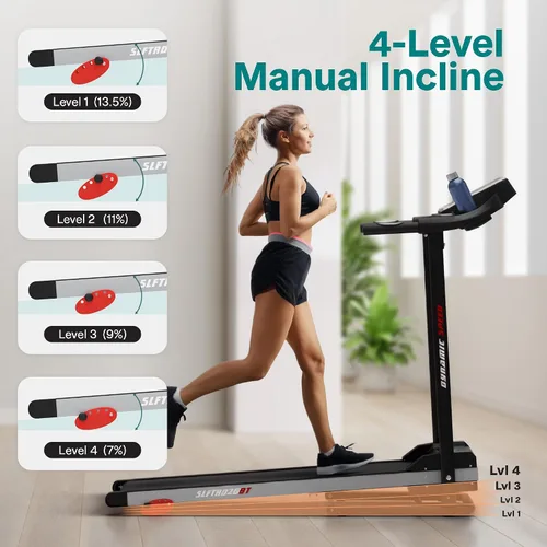Vista 6 de SereneLife Treadmill with Incline & Handle Bars Compact Portable Walking Pad & Treadmill for Home/Apartment Wide Running Belt 40" x 16