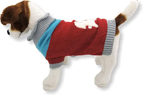 Vista 6 de Suéter de punto para perro, ropa de invierno cálida y suave para mascotas pequeñas y grandes (XL: longitud: 22 pulgadas, alce)