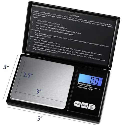 Vista 4 de Báscula digital de bolsillo LCD de 7.05 oz x 0.00 oz, báscula de peso de precisión de gramo de oro, báscula de alimentos, báscula de cocina