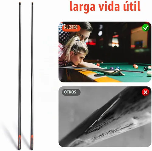 Vista 5 de Tacos de billar profesionales duraderos de carbono de 58 pulgadas para cabeza pequeña, accesorios de billar, suministros de billar