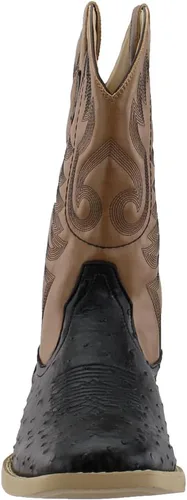 Vista 5 de Botas casuales para hombre ROPER con punta cuadrada y protuberancias estilo avestruz, de media pantorrilla - Marrón, Blanco