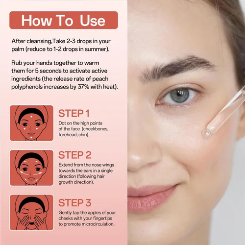 Vista 5 de Peach 70 - Suero de niacinamida, suero corrector de manchas oscuras para hidratación facial, suero facial para piel grasa, limpieza diaria