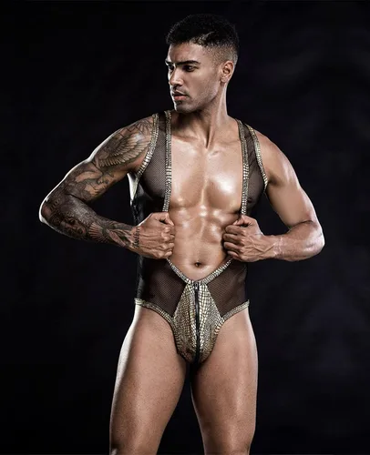 Vista 3 de Conjunto de lencería sexy para hombre, juego de rol, uniforme gay para adultos, club nocturno, Gogoboy, cosplay, 2022