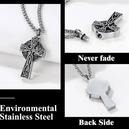 Vista 10 de Richsteel Collar de urna para cenizas, joyería de cremación, colgante de recuerdo conmemorativo con cadena