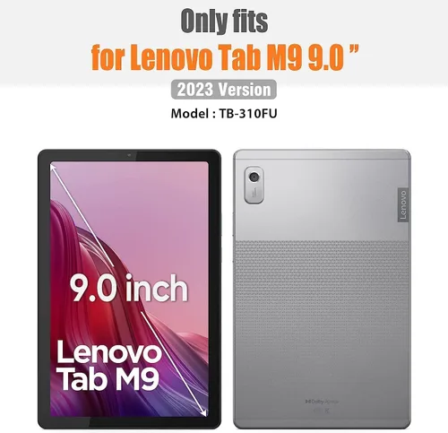 Vista 2 de SIBEITU Funda compatible con Lenovo Tab M9 TB-310FU 2023 con protector de pantalla para bolígrafo, funda de protección de tres capas a prueba