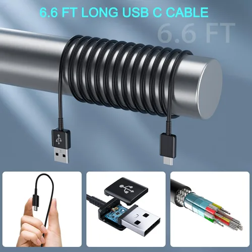 Vista 4 de Cable cargador tipo C para teléfono Android de carga rápida con cable USB C de 6.6 pies para Samsung Galaxy S10/S10e/S10+/S9/S9+/S8/S8+/S23/S22/S21