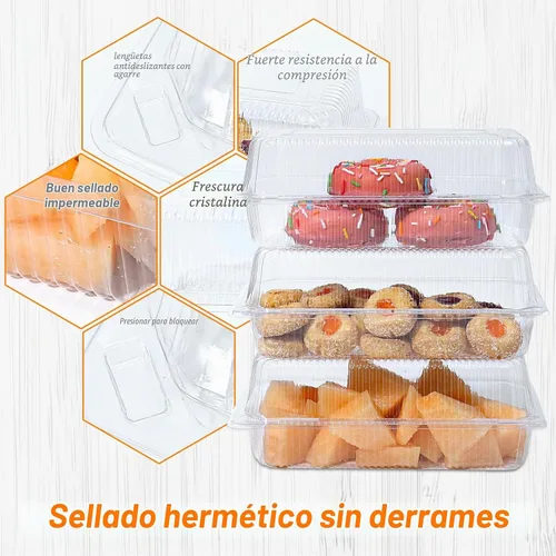 Vista 4 de MANSHU 100 recipientes de plástico transparente para llevar, recipiente desechable de postre con tapa, para ensaladas, pasta, sándwiches