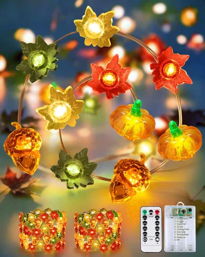 Vista 39 de Serie de luces LED RGB parpadeantes que cambian de color, funciona con pilas, para decoración de interiores y exteriores, con temporizador y control