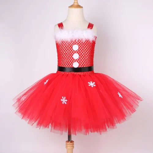Vista 2 de IMEKIS Girls Christmas Snowman Costume White Tutu Dress with Scarf and Hat Halloween Cosplay Outfit Xmas Photo Shoot 1-12T