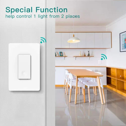 Vista 5 de TREATLIFE Interruptor inteligente de 3 vías, interruptor de luz WiFi de 2.4 GHz, funciona con Alexa y Google Home, requiere cable neutro, control