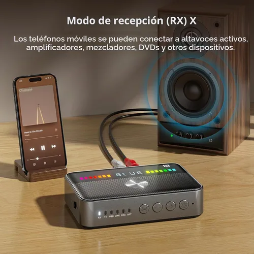 Vista 3 de M13 RGB Bluetooth 5.3 Transmisor receptor de audio, adaptador de audio Bluetooth para el hogar antiguo estéreo/altavoces TV con pantalla, USB, RCA