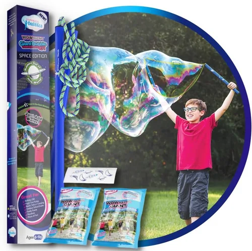 Vista 13 de WOWmazing Kit Grab-N-Go: Incluye varita, concentrado de burbujas gigante, cubo y folleto de consejos y trucos Juguete al aire libre para niños