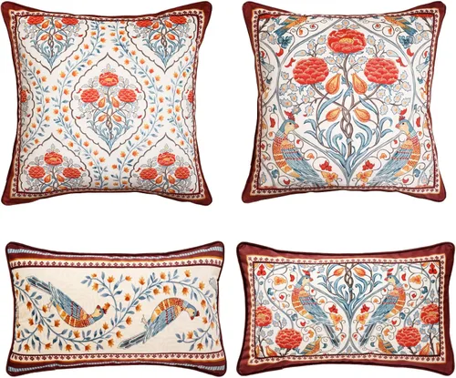 Vista 17 de Patdrea Designer - Juego de 4 fundas de almohada de terciopelo vintage, diseño de Botticelli Elegant Lumbar Ruffle Pillow Case with Zipper,Green