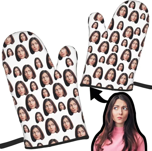 Vista 8 de Manoplas de horno personalizadas y agarraderas personalizadas con tu cara, regalos de repostería para mujeres para cocinar en la cocina, barbacoa