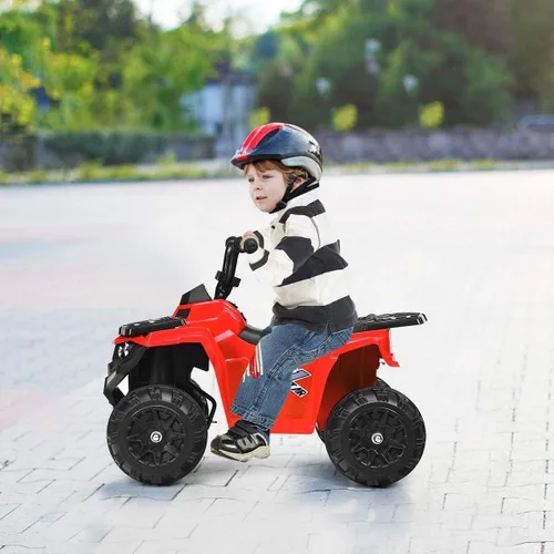 Vista 2 de GLACER Cuatrimoto para niños, auto cuádruple de 4 ruedas para niños, vehículo eléctrico alimentado por batería de 6 V con suspensión de resorte