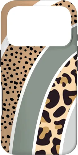 Vista 30 de Boho Burnt Orange Half Rainbow with Dotted Pattern Leopard Case for iPhone 17