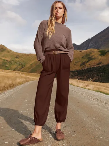 Vista 7 de Prinbara Conjunto de 2 piezas para mujer, suéter de punto para otoño, pantalones de gran tamaño, conjunto casual de descanso