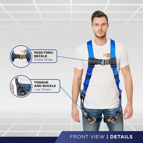Vista 2 de Palmer Safety Arnés de cuerpo completo de ajuste de 5 puntos, anillo en D dorsal, patas con ojales e indicadores de caída Solo arnés