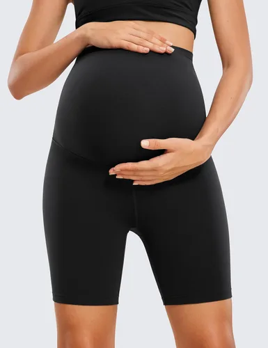 Vista 2 de CRZ YOGA Butterluxe - Pantalones cortos de yoga de maternidad sobre el vientre de 6 pulgadas, pantalones cortos de ciclismo atléticos