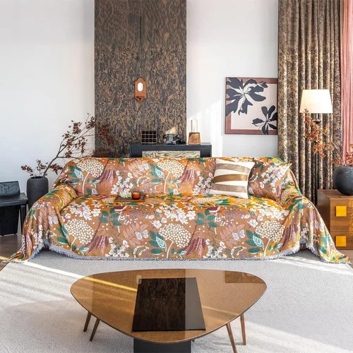Vista 25 de DREAMINGO Funda para sillón reclinable con estampado floral verde y botánico de jacquard, 1 cojín, acogedora funda de felpilla para sala de estar