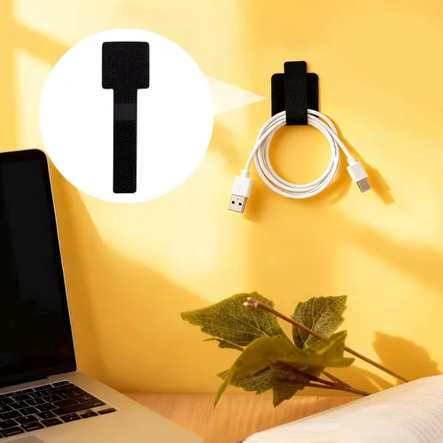 Vista 4 de SmallCat 20 bridas de gancho y bucle, correas autoadhesivas de 3.55 pulgadas para cables de red de escritorio, organizador de cables ajustable
