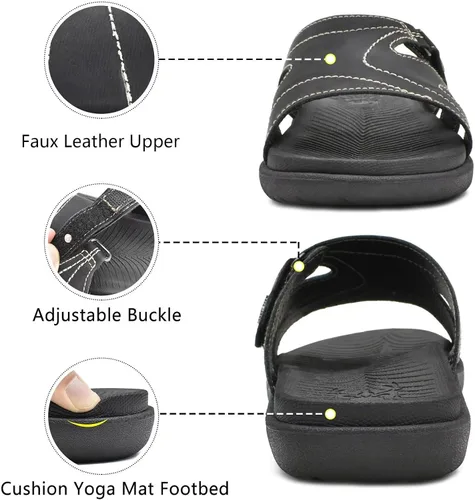Vista 5 de KuaiLu - Sandalias ortopédicas de moda para mujeres, ligeras, tipo tenis deportivos, con plantilla de goma suave. Sandalias con cierre tipo slip-on