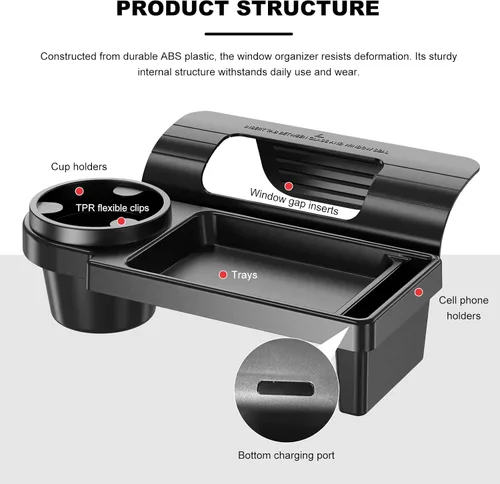 Vista 5 de Organizador de almacenamiento multifuncional para ventana de automóvil, estante de almacenamiento colgante lateral de puerta del vehículo