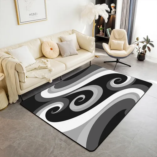 Vista 11 de jejeloiu Alfombra de área de remolinos negros y rojos de 3 x 5 pies para niños, geométrica abstracta, alfombra para sala de estar, alfombra
