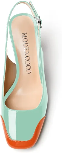 Vista 3 de MODENCOCO Zapatos de tacón alto con hebilla para mujer, con puntera cuadrada, cómodos, a la moda, con tacón alto, 3.3 pulgadas