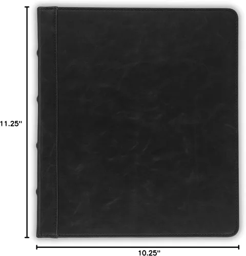 Vista 7 de Samsill Carpeta de cuero vintage con 3 anillos redondos de 0.5 pulgadas (100 hojas), documentos de 8.5 x 11 pulgadas, organizador profesional, Negro