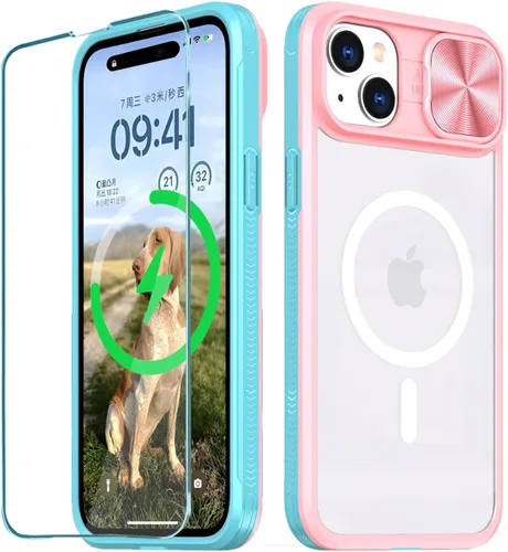 Vista 10 de Funda MagSafe transparente de titanio compatible con iPhone 15 Pro con cubierta deslizante para cámara, imanes fuertes, antiamarilleo, a prueba