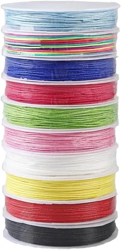 Vista 28 de Cordón de nailon de 0.020 in, hilo de ajuste para nudos chinos, collares, joyería, macramé, cuentas, pulseras de 150 yardas (negro)