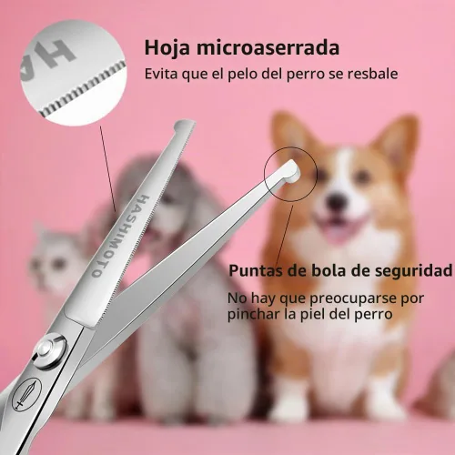 Vista 3 de Hashimoto Tijeras de aseo para perros pequeños con puntas redondeadas, 5.0 pulgadas.