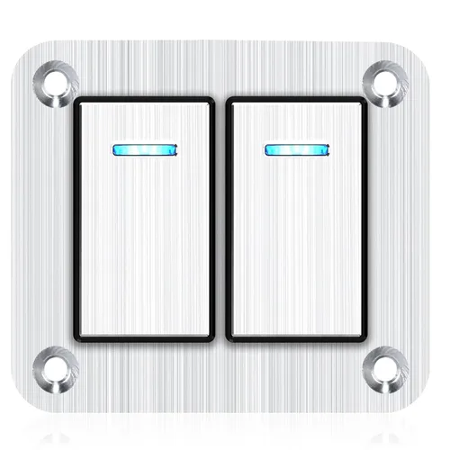 Vista 11 de Panel de interruptor basculante de aluminio de 2 vías, impermeable, precableado con retroiluminación azul, interruptor de palanca