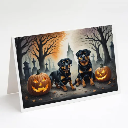 Vista 58 de Caroline's Treasures DAC2042GCA7P Golden Retriever - Tarjetas de felicitación y sobres de Halloween espeluznantes, paquete de 8 tarjetas en blanco