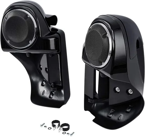 Vista 3 de XMT-MOTO Carenado inferior ventilado negro brillante con caja de altavoz de 16.5 cm para Harley Touring Road King FLHR Road Glide FLTRX Street Glide